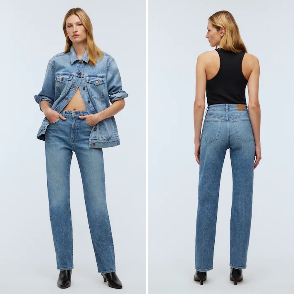 Madewell Jeans 90s Straight Leg 29P 29 Petite Light Wash High Rise Blue Denim - Picture 2 of 11